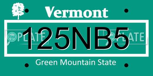 125NB5 Vermont License Plate