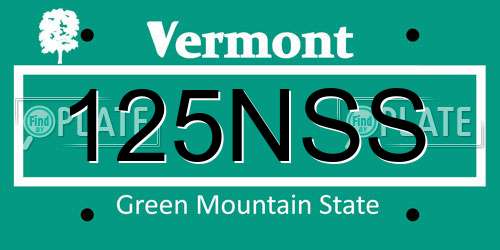 125NSS Vermont License Plate