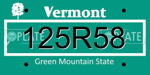 125R58 Vermont License Plate