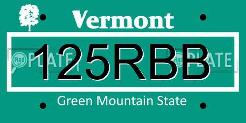 125RBB Vermont License Plate