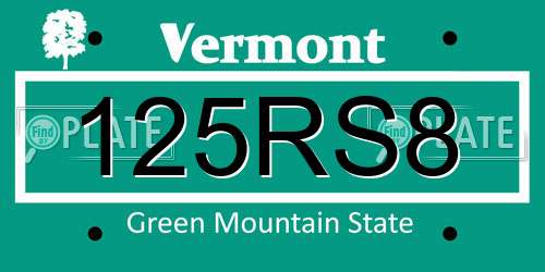 125RS8 Vermont License Plate