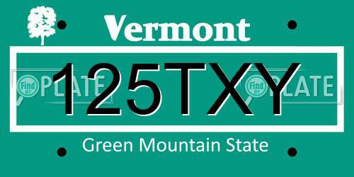 125TXY Vermont License Plate