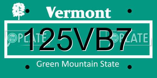 125VB7 Vermont License Plate