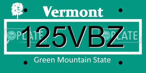 125VBZ Vermont License Plate