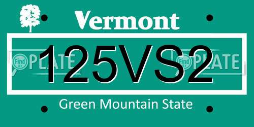 125VS2 Vermont License Plate