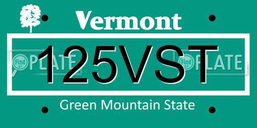 125VST Vermont License Plate