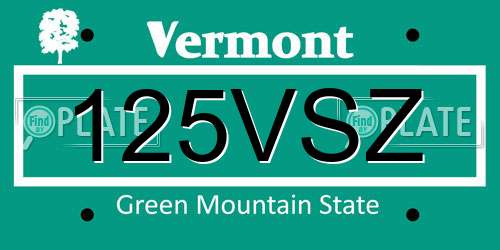 125VSZ Vermont License Plate