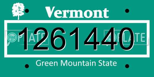 1261440 Vermont License Plate
