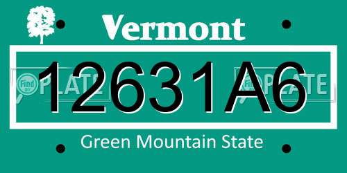12631A6 Vermont License Plate
