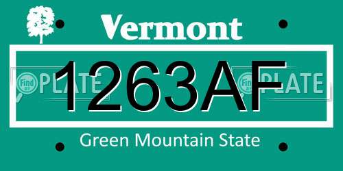 1263AF Vermont License Plate
