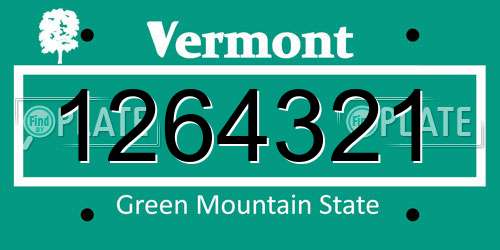 1264321 Vermont License Plate