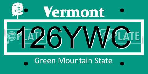 126YWC Vermont License Plate