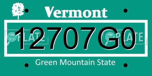 12707G0 Vermont License Plate
