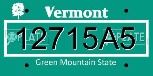 12715A5 Vermont License Plate