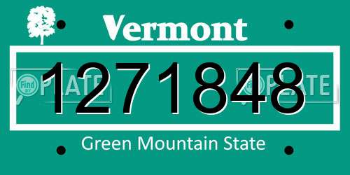 1271848 Vermont License Plate