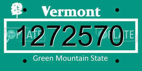 1272570 Vermont License Plate