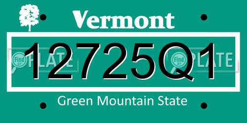 12725Q1 Vermont License Plate