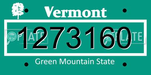 1273160 Vermont License Plate