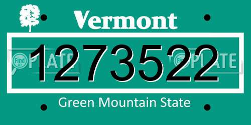 1273522 Vermont License Plate