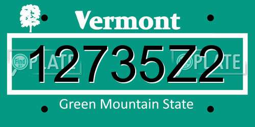 12735Z2 Vermont License Plate