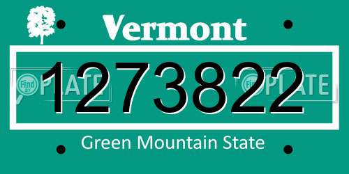 1273822 Vermont License Plate