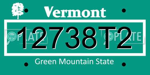 12738T2 Vermont License Plate