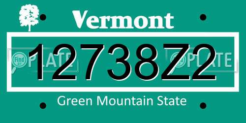 12738Z2 Vermont License Plate