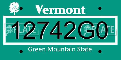 12742G0 Vermont License Plate