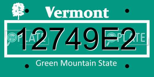 12749E2 Vermont License Plate