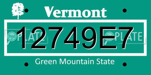 12749E7 Vermont License Plate