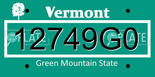 12749G0 Vermont License Plate