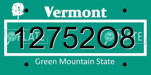 12752O8 Vermont License Plate