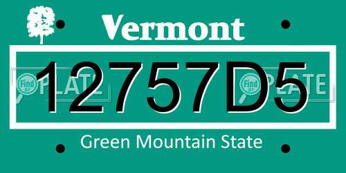 12757D5 Vermont License Plate
