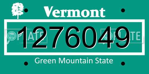 1276049 Vermont License Plate