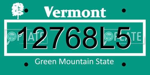 12768L5 Vermont License Plate