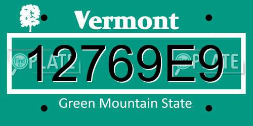 12769E9 Vermont License Plate