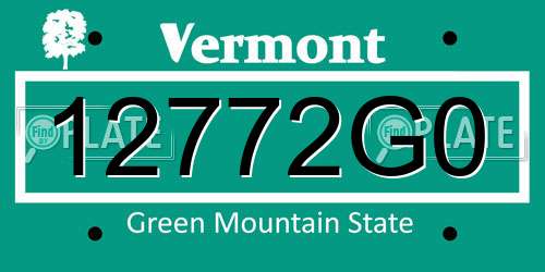 12772G0 Vermont License Plate