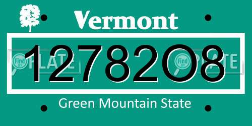 12782O8 Vermont License Plate