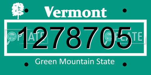 1278705 Vermont License Plate