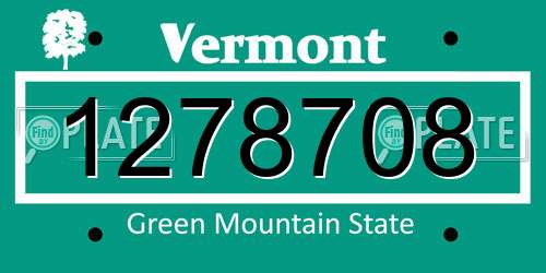1278708 Vermont License Plate
