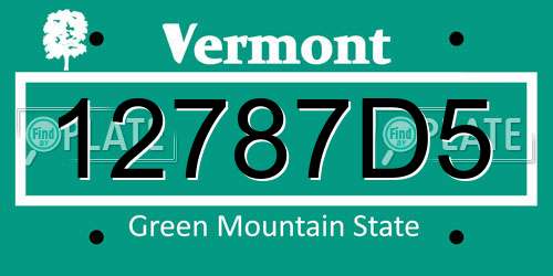 12787D5 Vermont License Plate