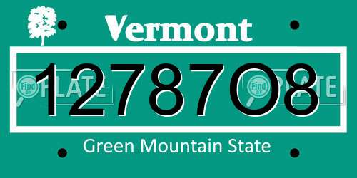 12787O8 Vermont License Plate