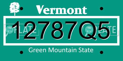12787Q5 Vermont License Plate