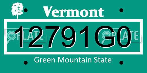 12791G0 Vermont License Plate