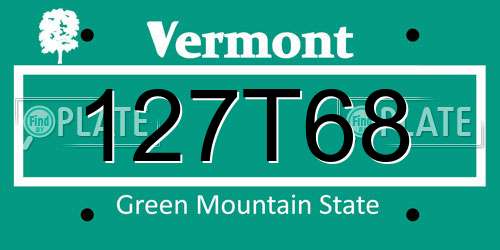 127T68 Vermont License Plate