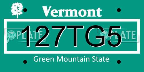 127TG5 Vermont License Plate