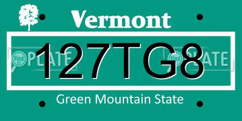 127TG8 Vermont License Plate