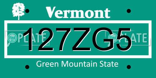 127ZG5 Vermont License Plate