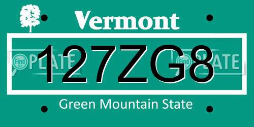 127ZG8 Vermont License Plate