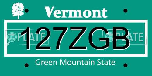 127ZGB Vermont License Plate